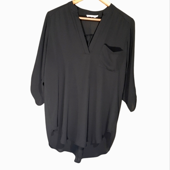 Blouse Tunic Size Medium black color Sheer LUSH - Picture 1 of 9